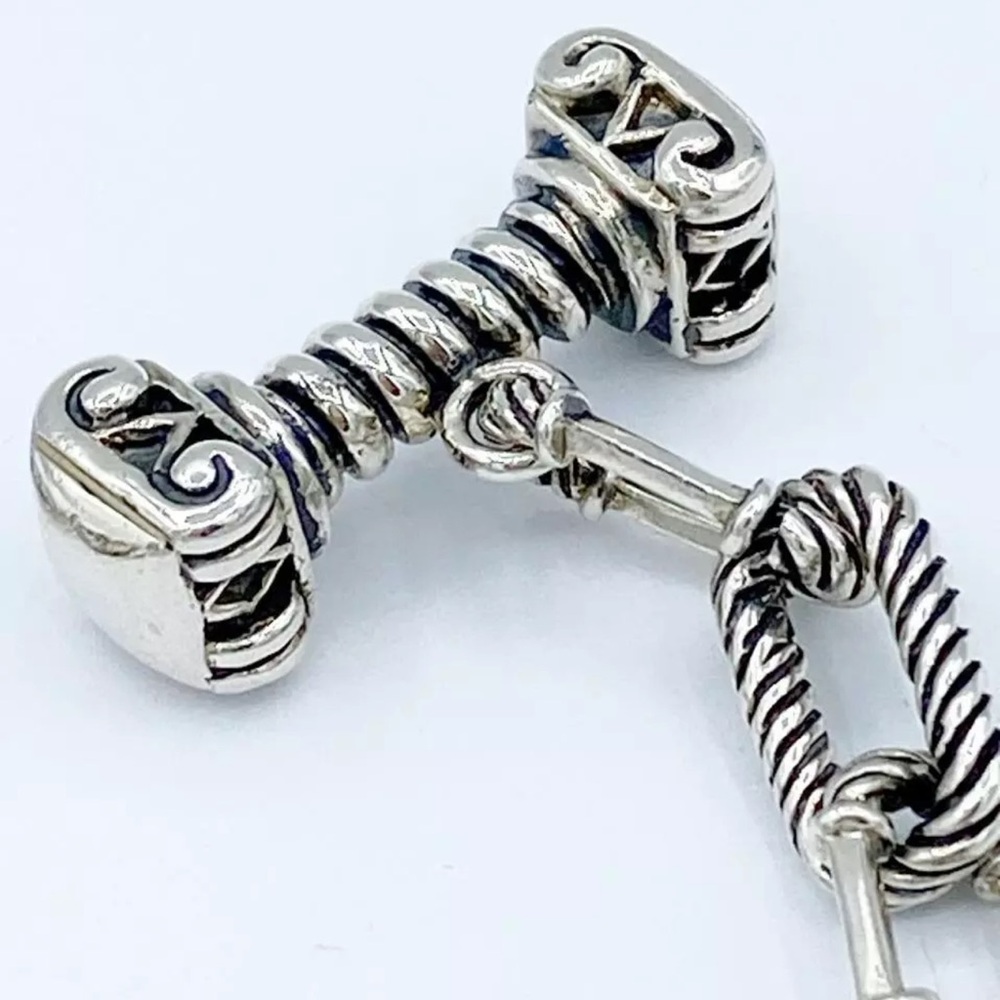Samuel Benham Sterling Silver & 14kt gold Link Style  Toggle Bracelet - Picture 4 of 5